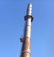 STRUCTURAL REPAIRS TO 56.1M HIGH STEEL CHIMNEY UK